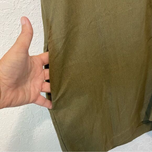 Nicole Miller 100% Linen V-Neck Button with Pockets Romper Green size Large - Picture 2 of 10